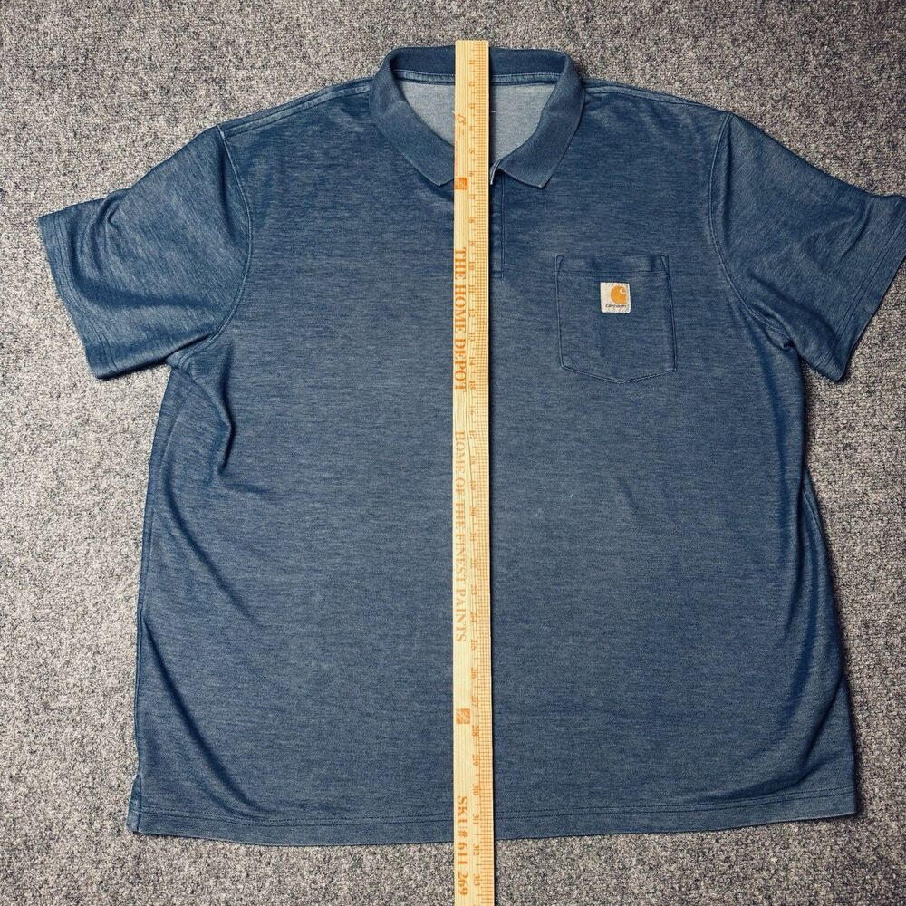 Carhartt Original Fit Short Sleeve Polo Shirt Pocket Blue Men’s 2XL Snag - Picture 6 of 7
